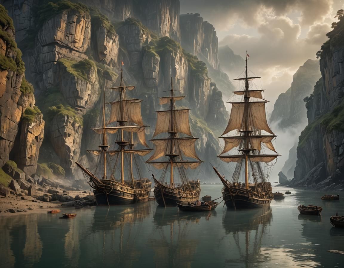 Mystical Pirate Harbour in Dreamy Lighting