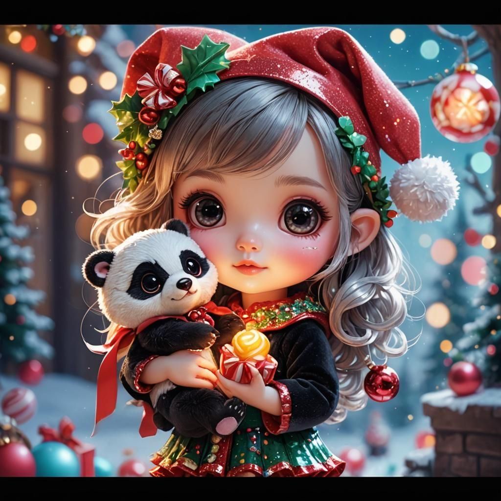 Cute Chibi Christmas Doll in Candyland Art Style