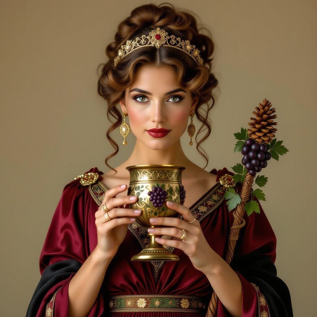 Etruscan Goddess Semla in Ancient Wine Red Toga