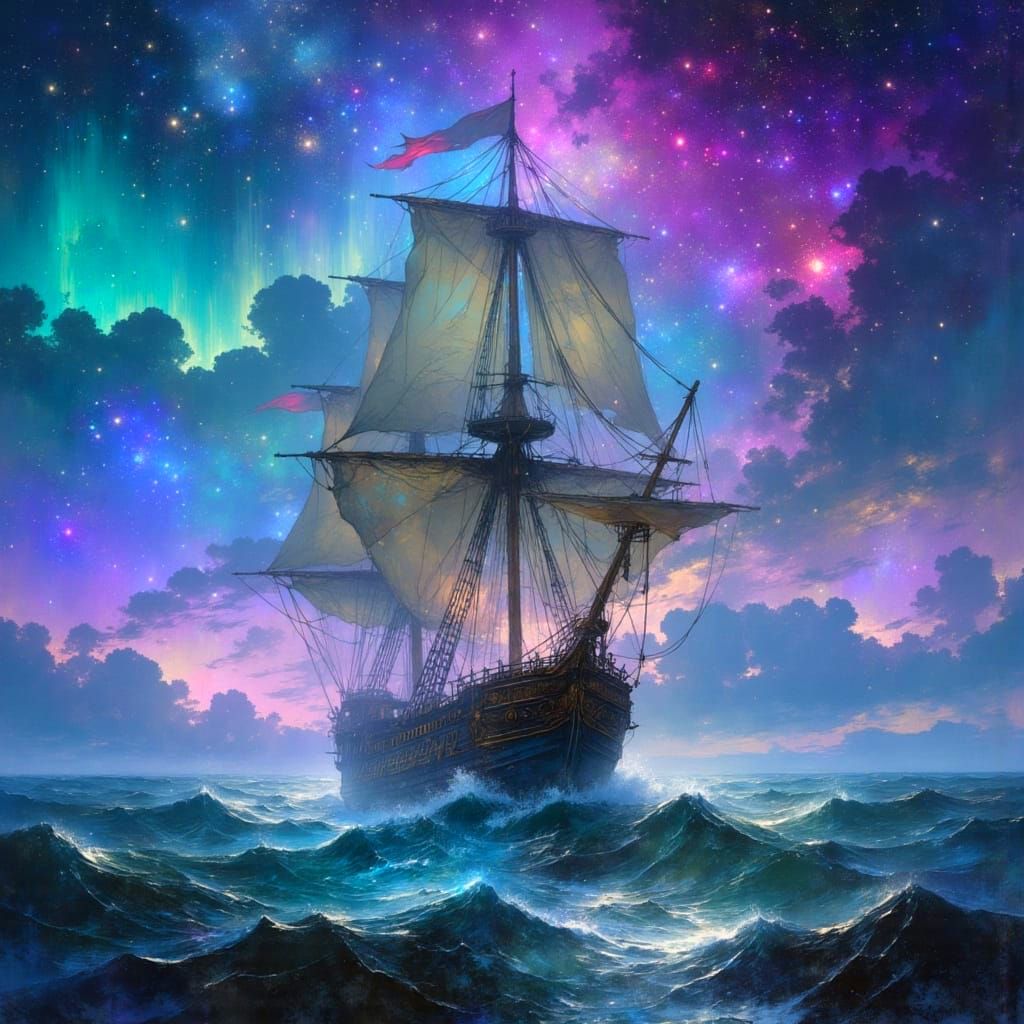 Sailing Masterpiece Under Starry Skies