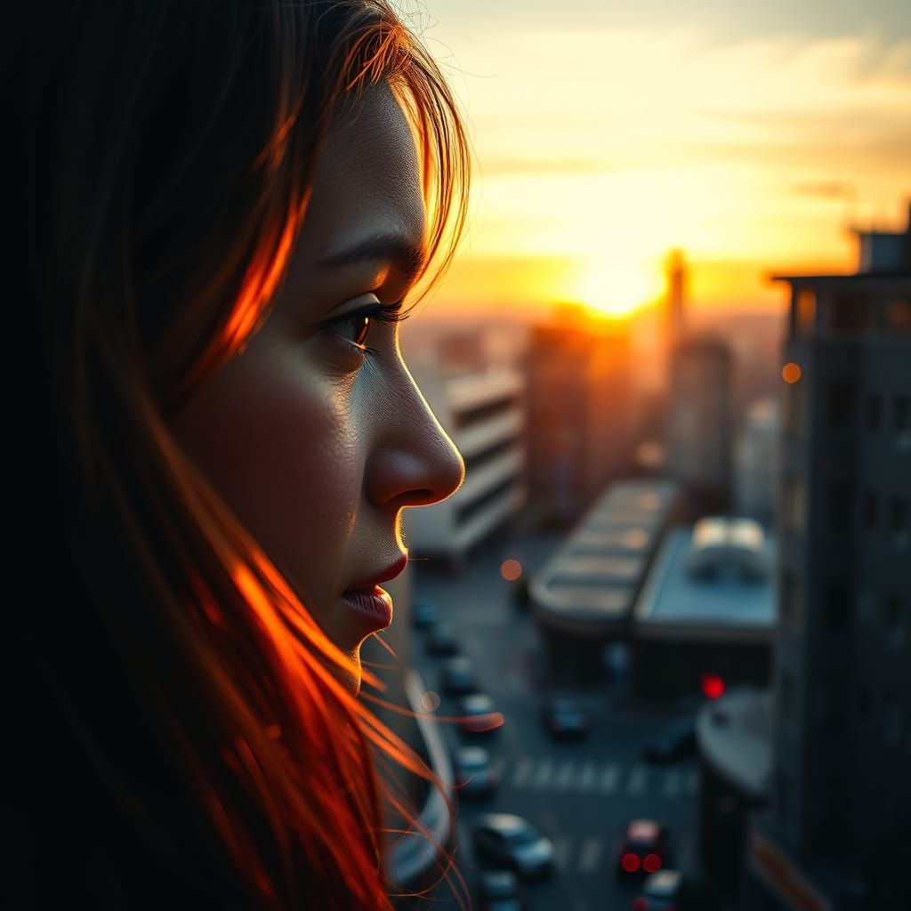 Surreal Cityscape Unfolds in Warm Sunset Hues, Inspired by I...