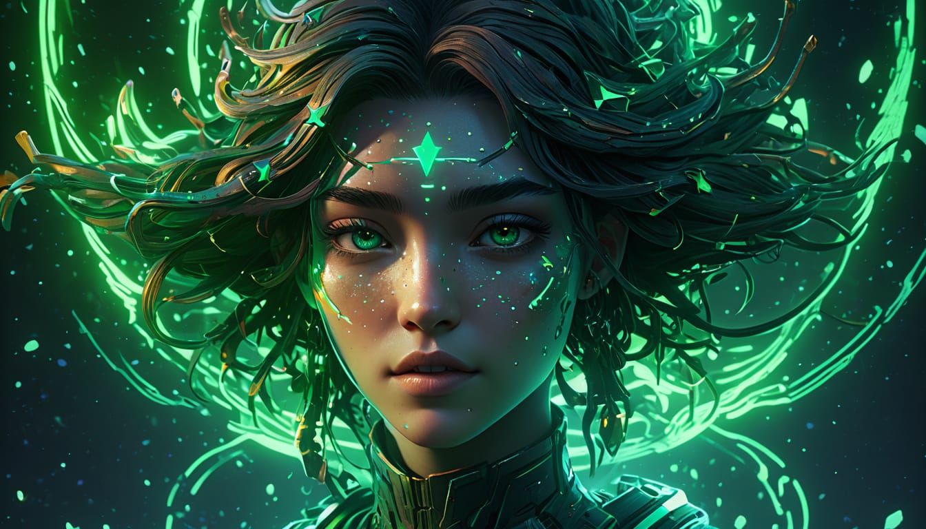 Mystical Galaxy Goddess in VHS Aesthetic