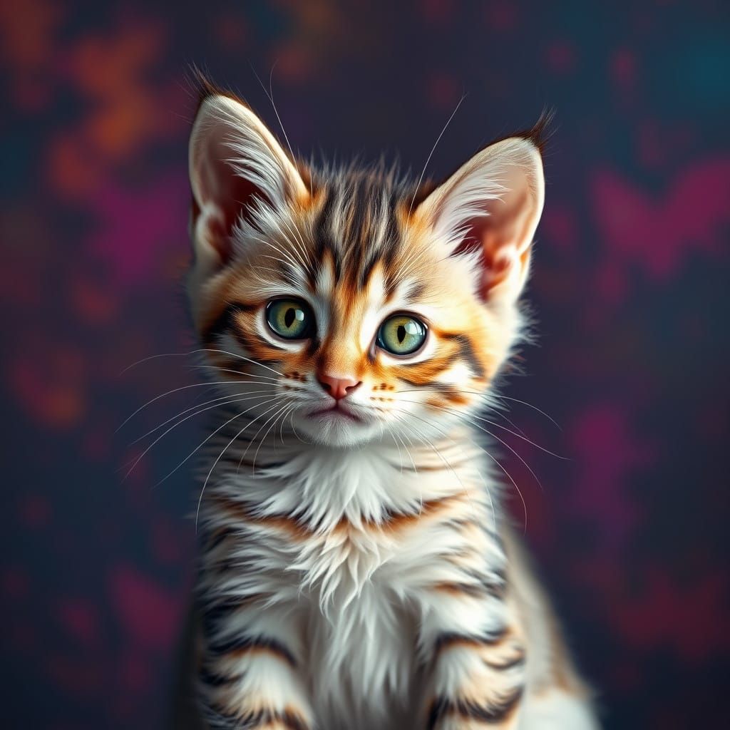 Hyperrealistic Kitten in Futuristic Color Palette