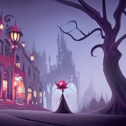 Fantastical Hazbin Hotel Matte Painting in Deep Color