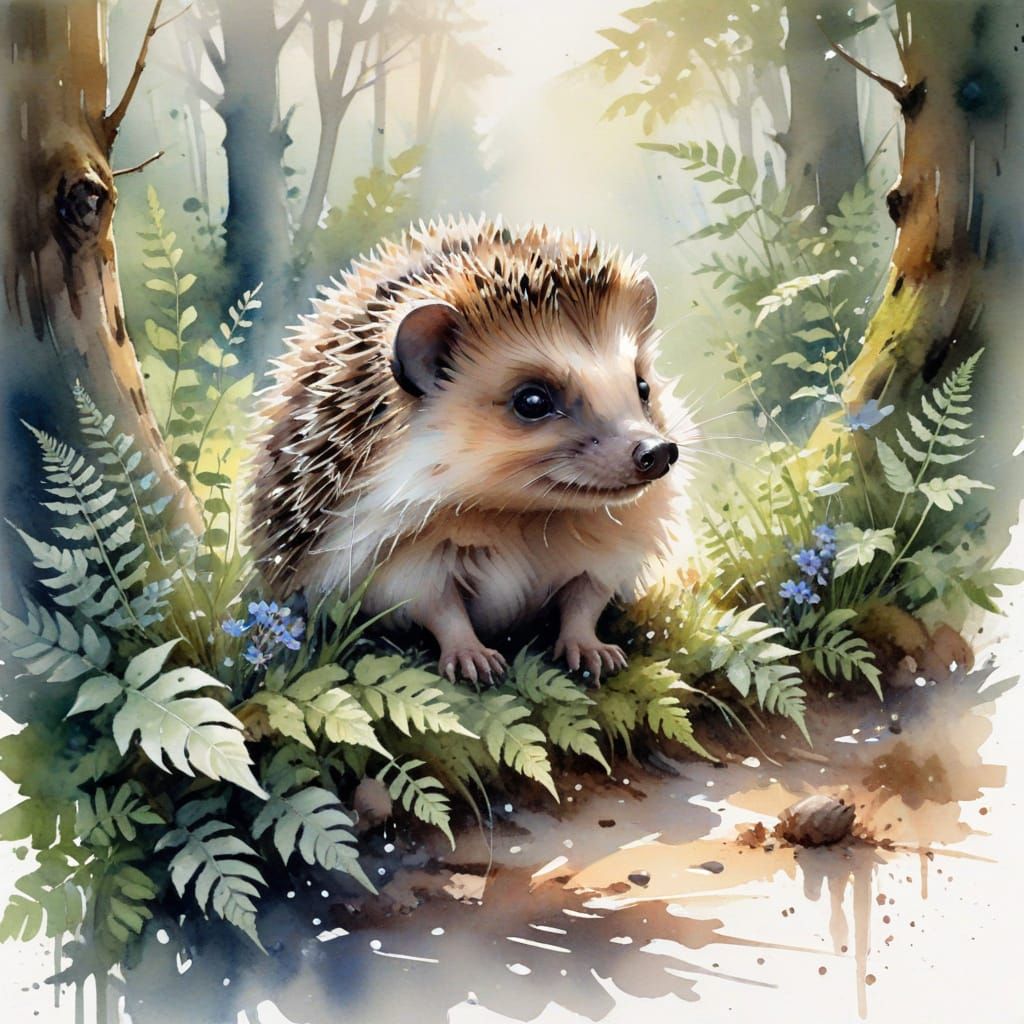 Whimsical Woodland Scene in Watercolour Style