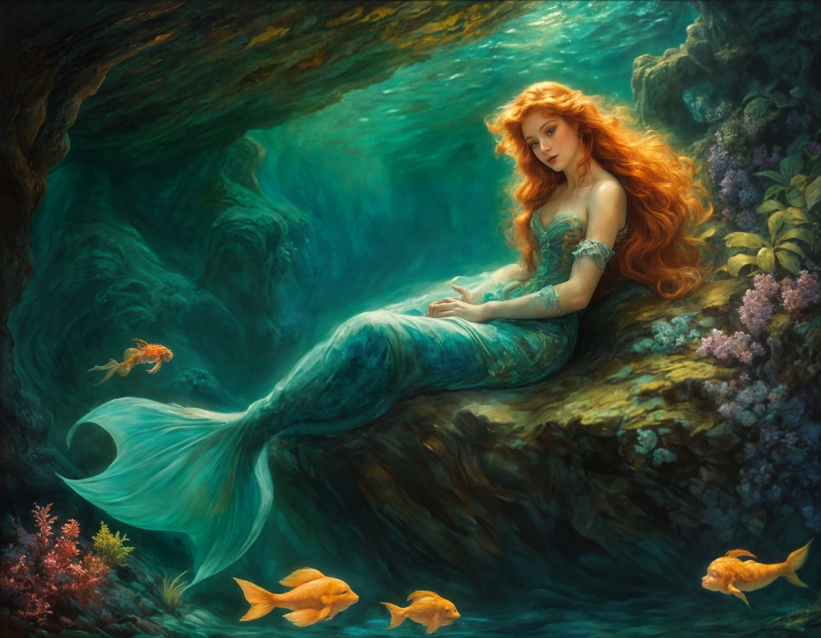 Ethereal Ariel in Dark Grotto