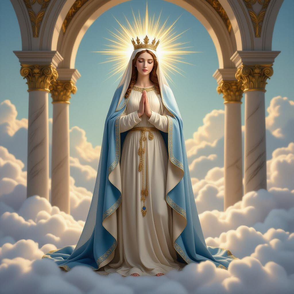 Virgin Mary in Classical Religious Art Style