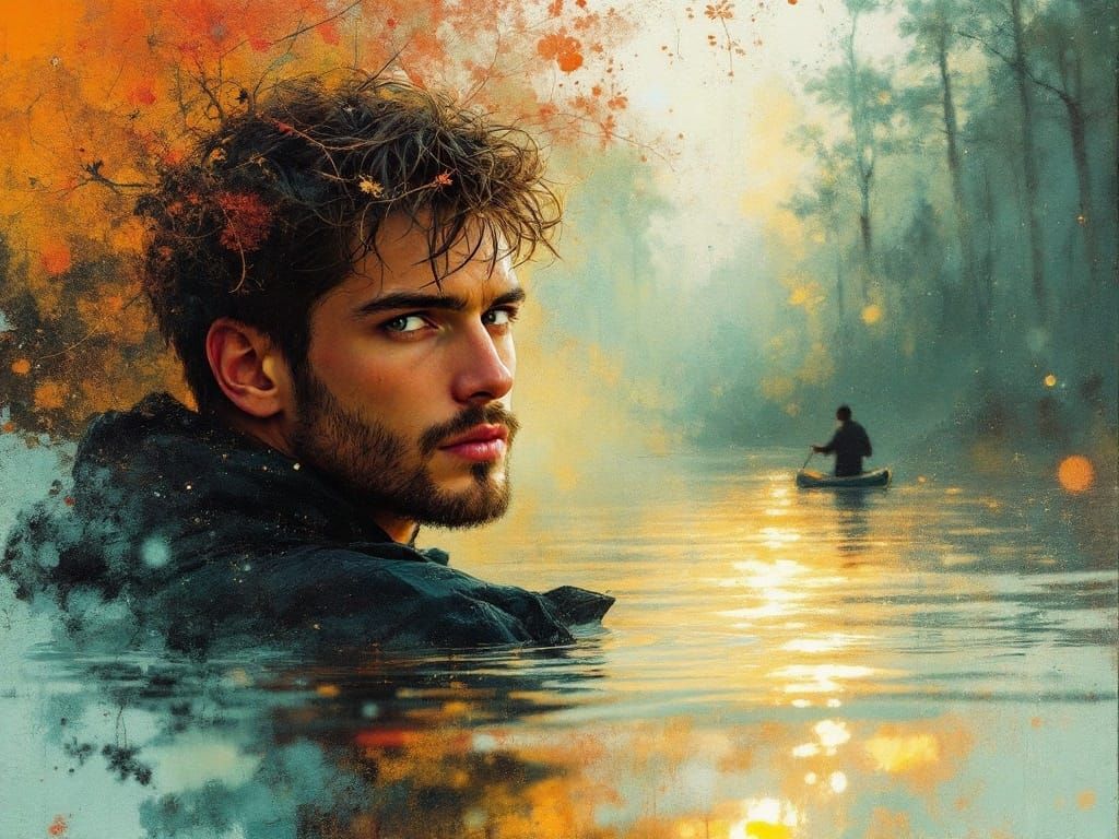 Vibrant Swedish Explorer in Ethereal Landscape
