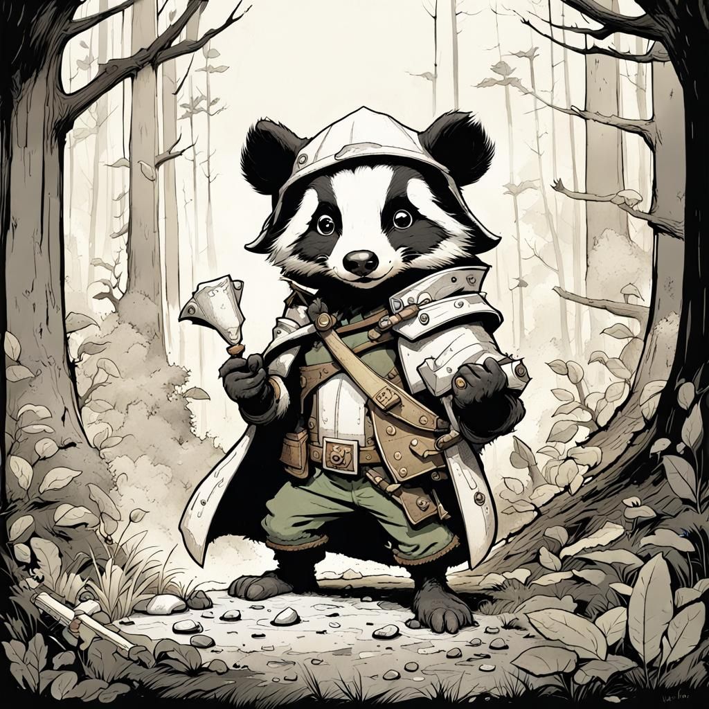 Whimsical Chibi Badger Rogue in Forest
