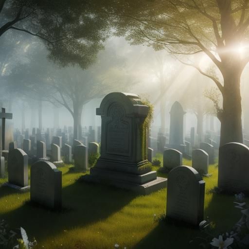 Girls Praying in Graveyard: Cinematic Matte Painting