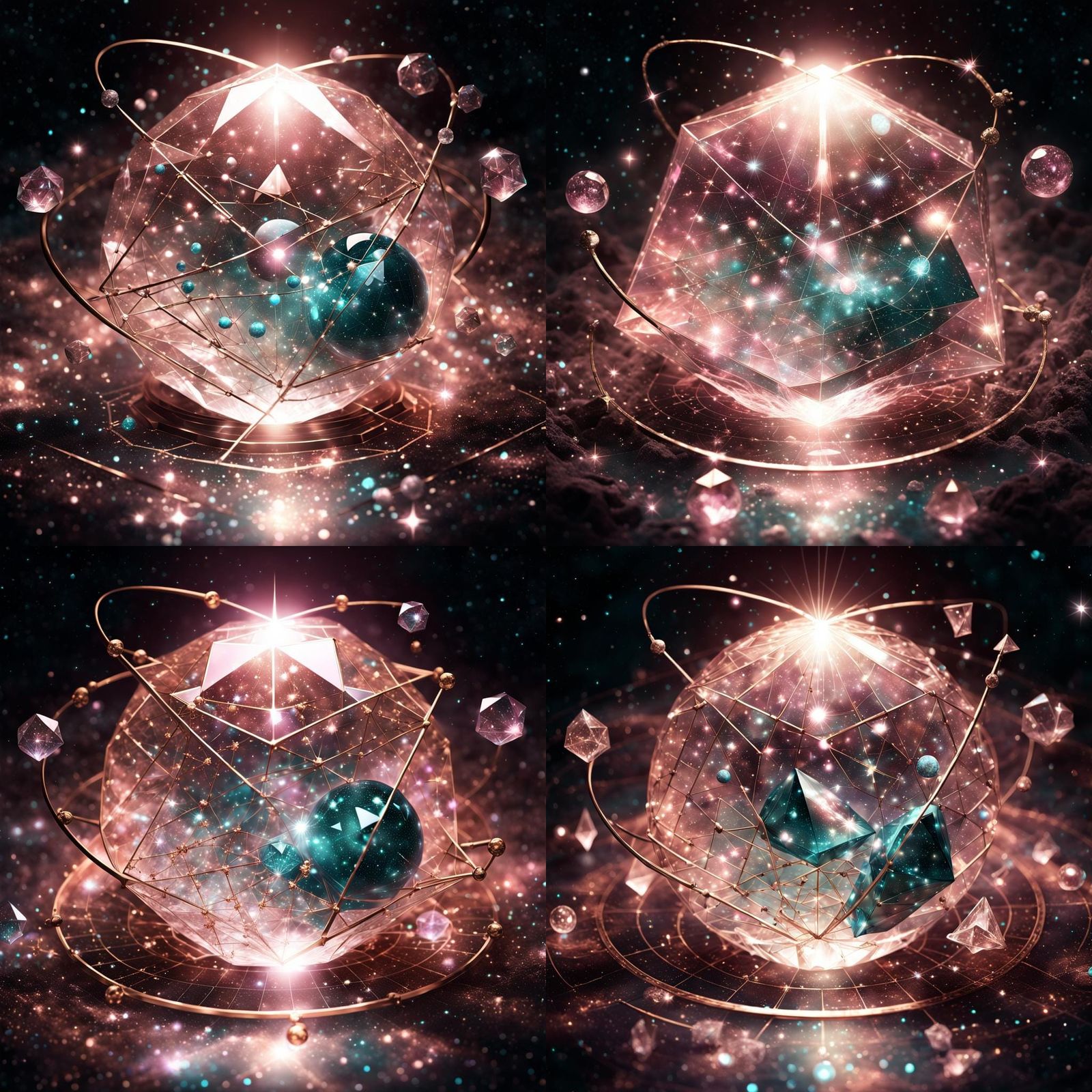 Crystal Teal Solar System in Japanese Art Style