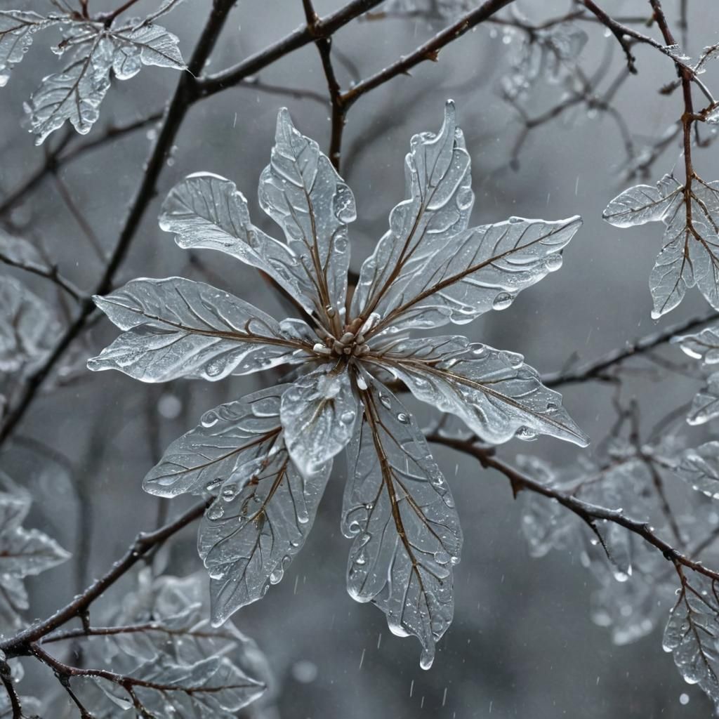 Rainy Day Flower in Winter Aura
