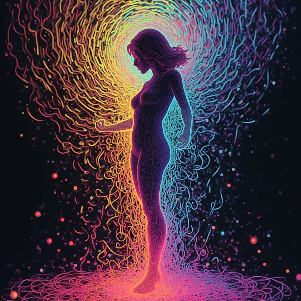 Futuristic Goddess Enveloped by a Dynamic Energy Field