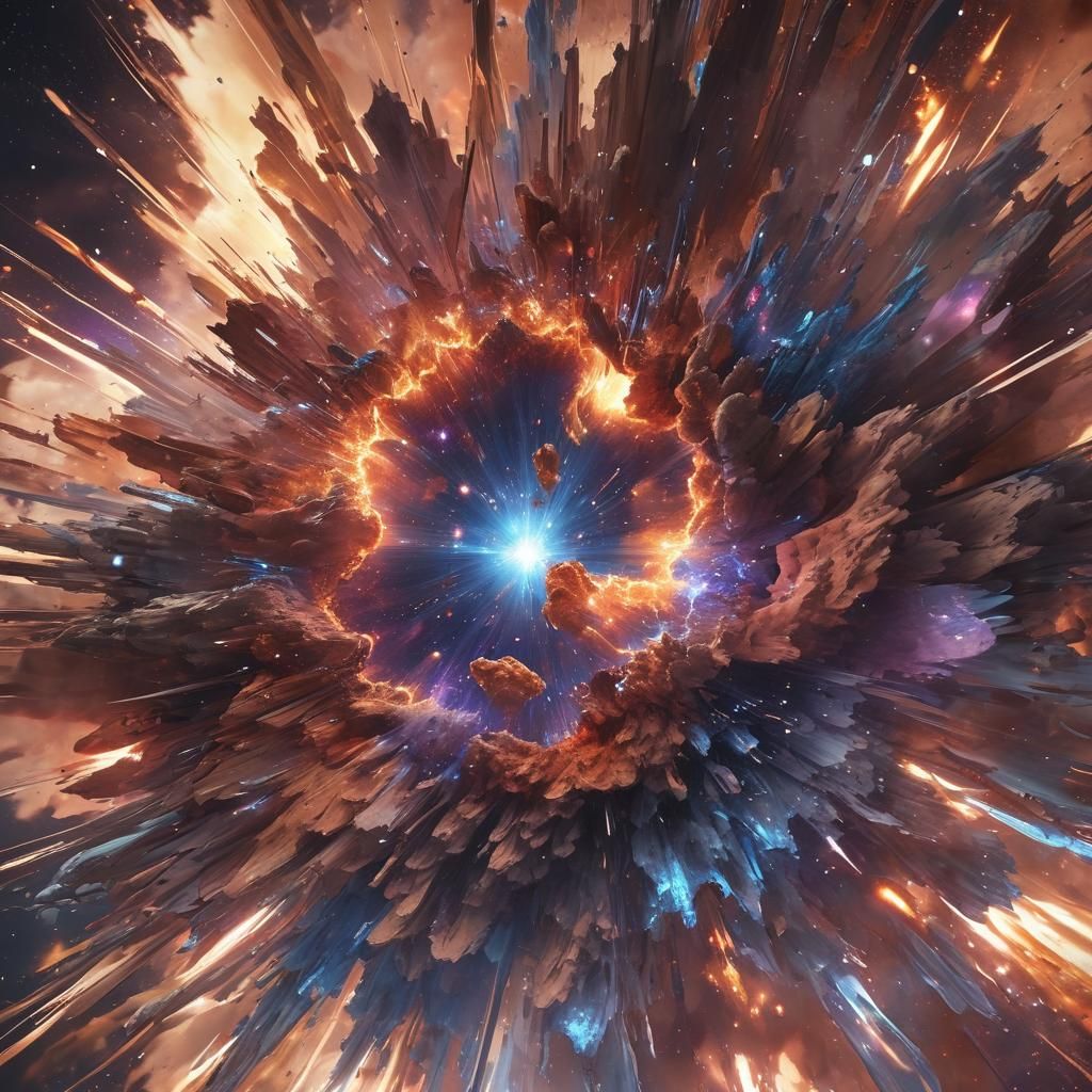 Cosmic Supernova Explosion in 3D Anime Style