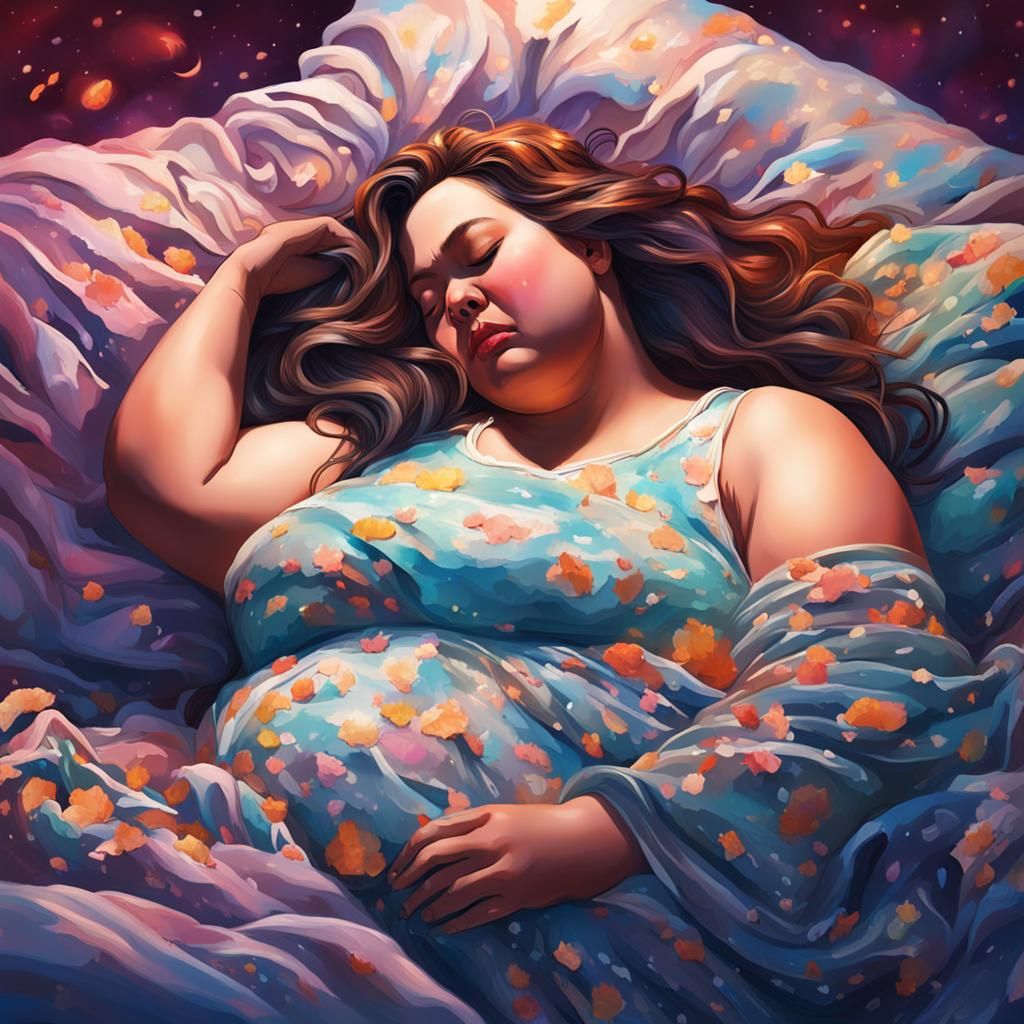 Hyperrealistic Sleeping Woman in Colorful Splash Art