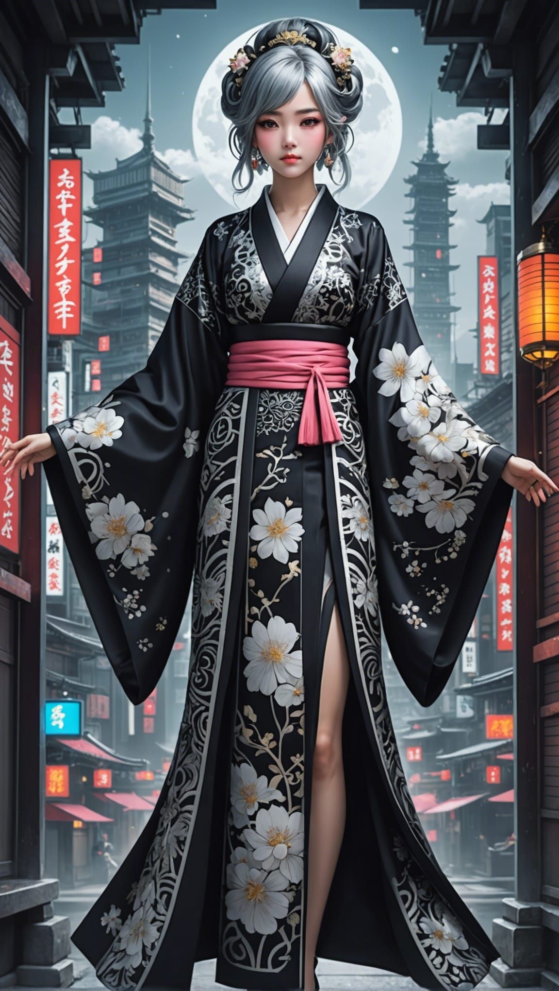 Anime Princess in Scifi Cityscape