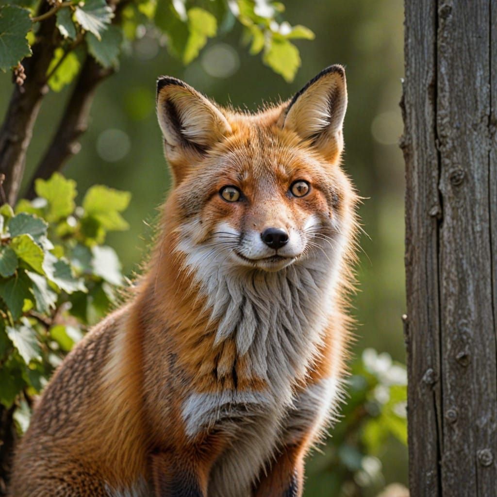 A Fox Straining to Escape the Vineyard Fence