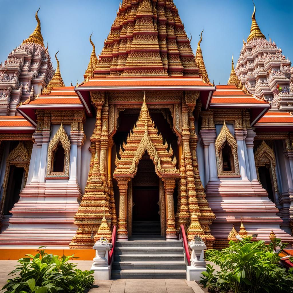 Bangkok Hindu Temple in Vibrant Sunlight