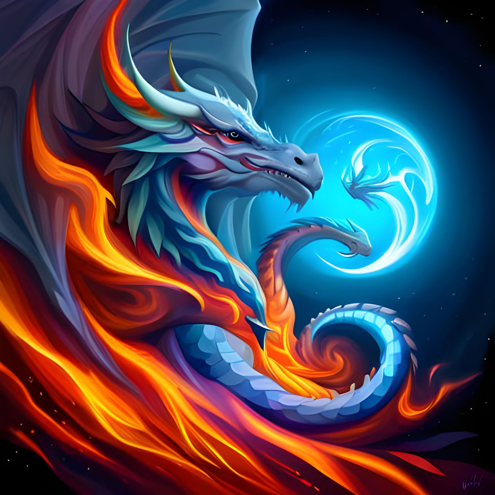 Majestic Fire Dragon with Glistening Scales