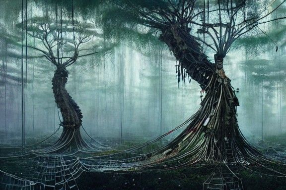Enchanted Forest of Silver Spider's Web Trees