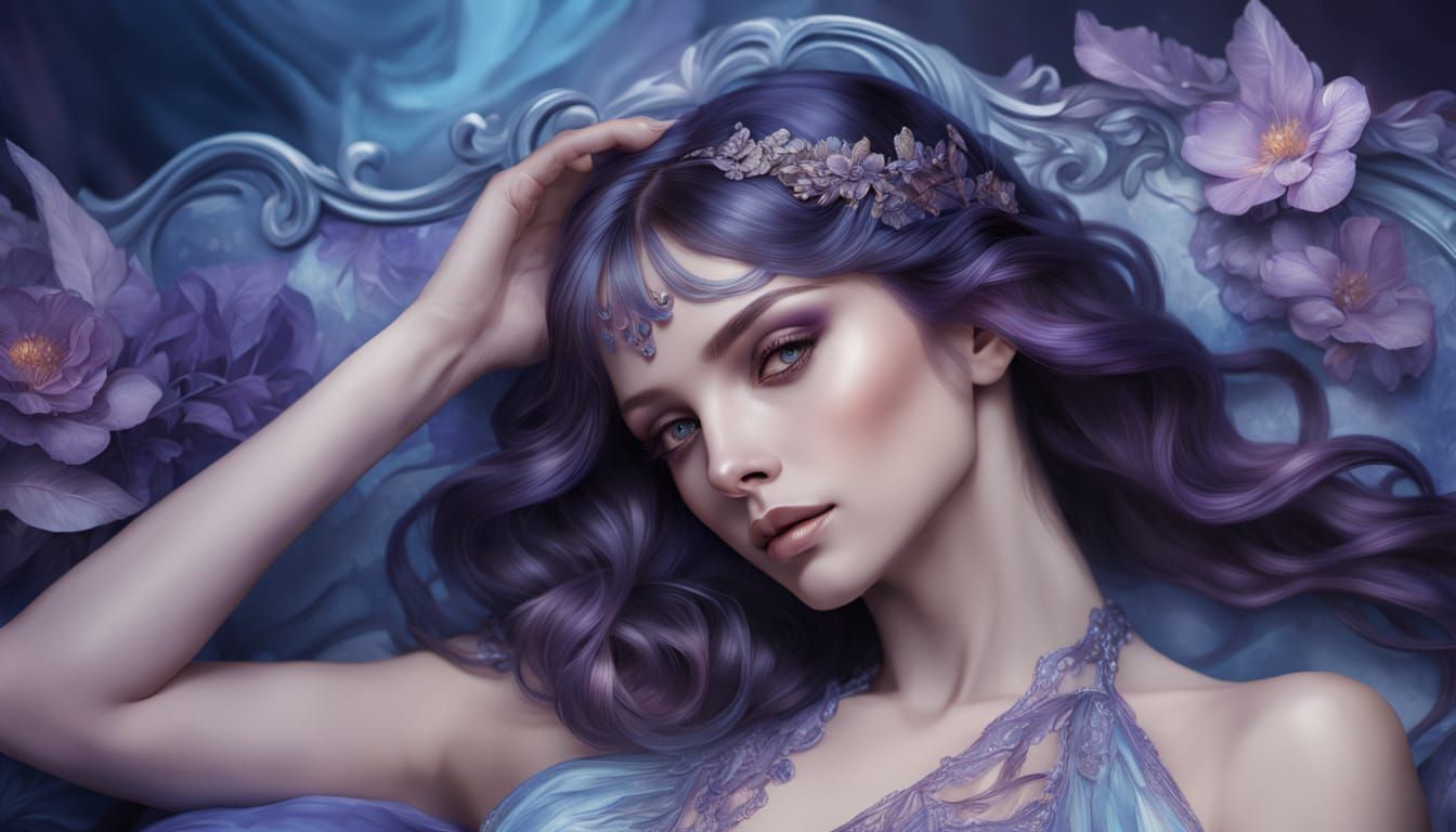 Ethereal Woman in Art Nouveau Wedding Dress