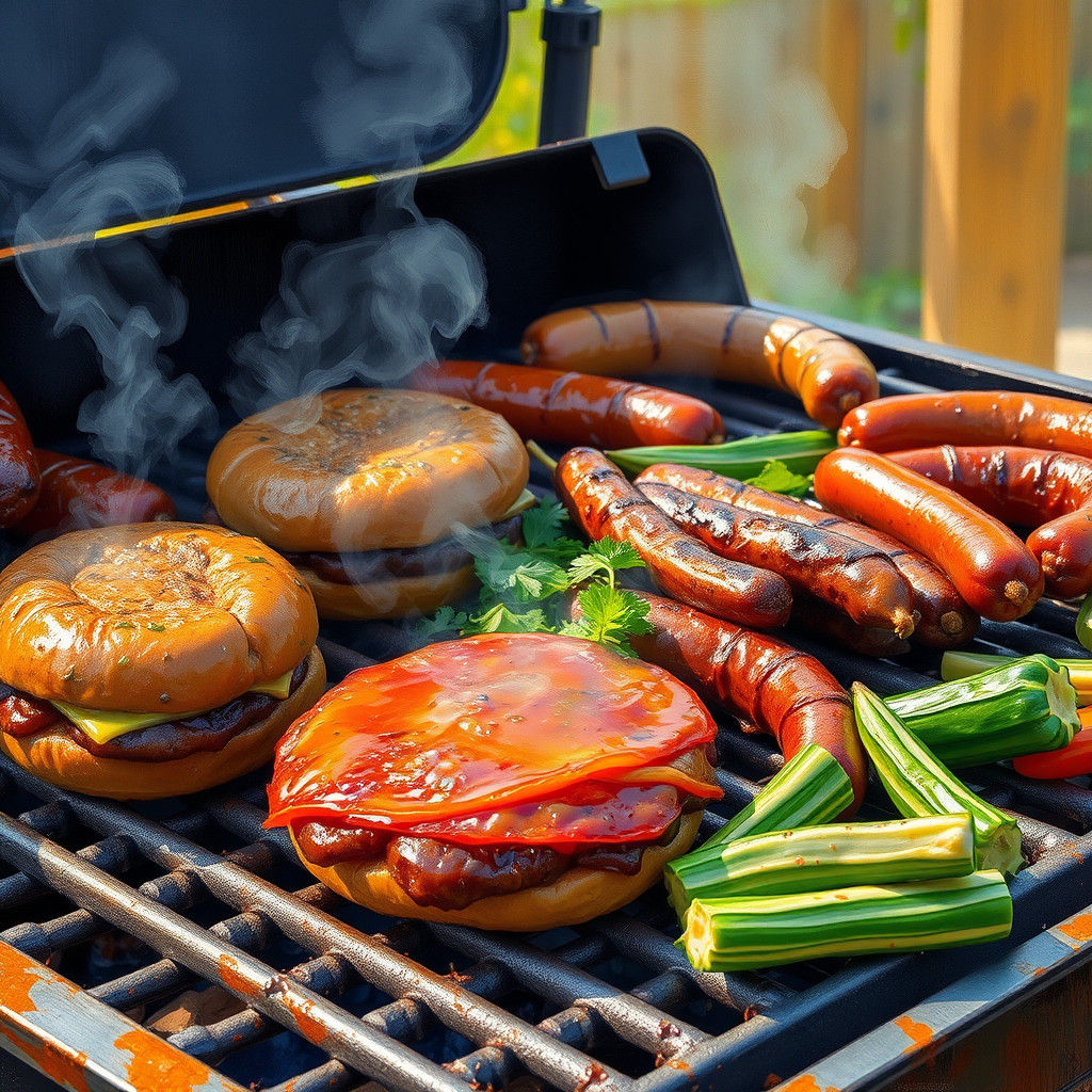 Grilled Feast in Impressionistic Style