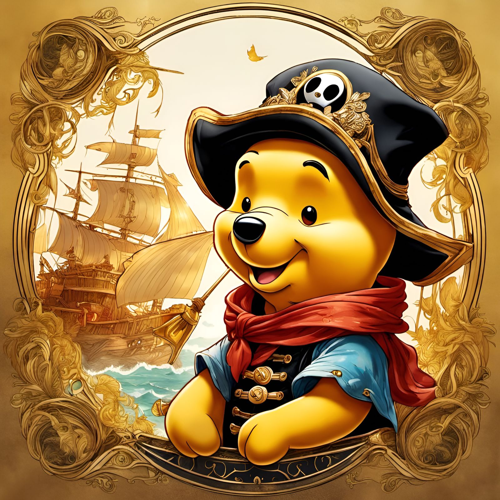 Chibi Winnie the Pooh Pirate Portrait