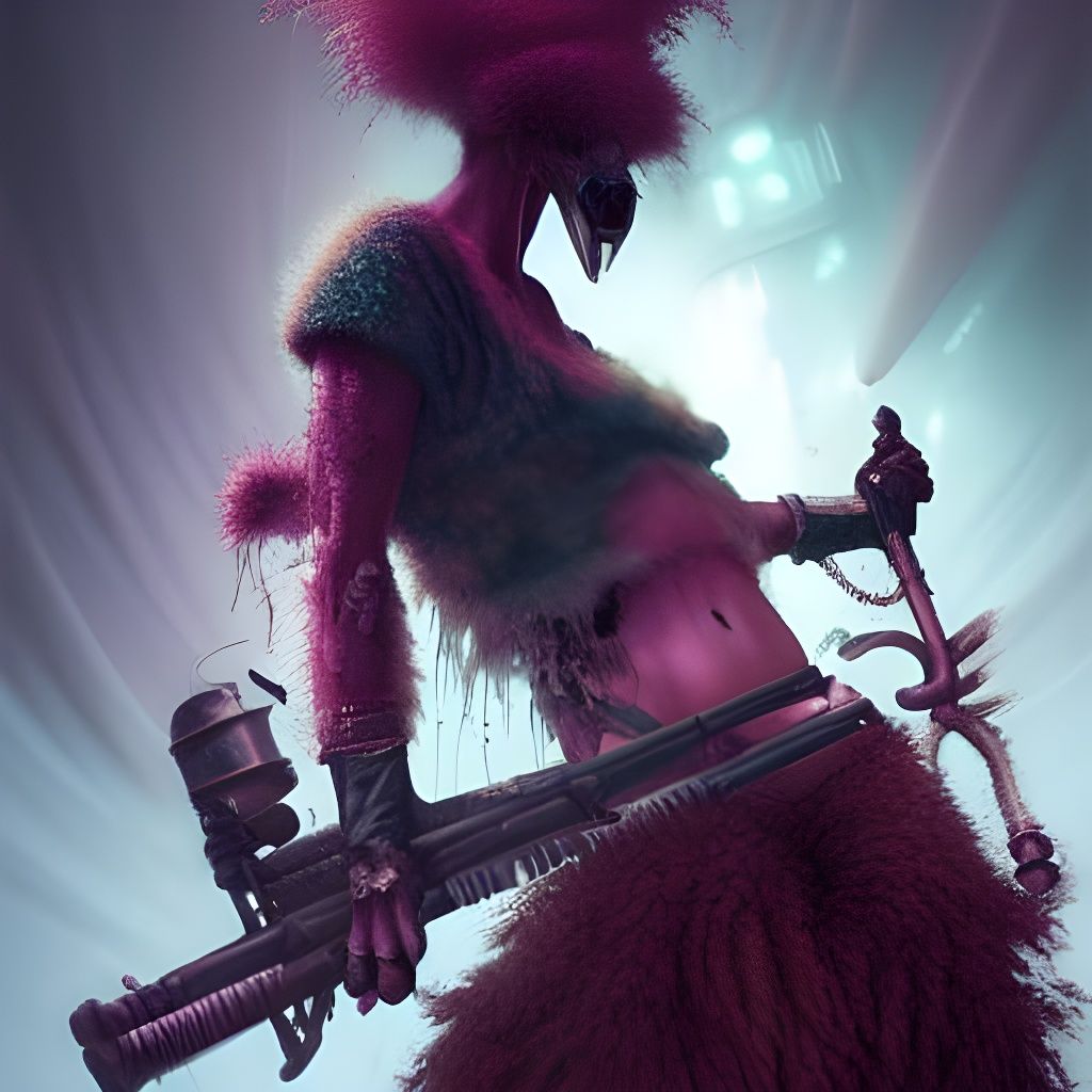 Cyberpunk Marabou Illustration: Detailed and Funky