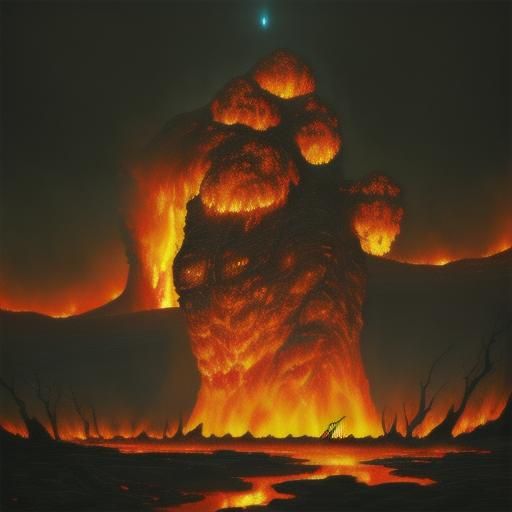 Lava Beast Rising: A Hyperrealistic Digital Art