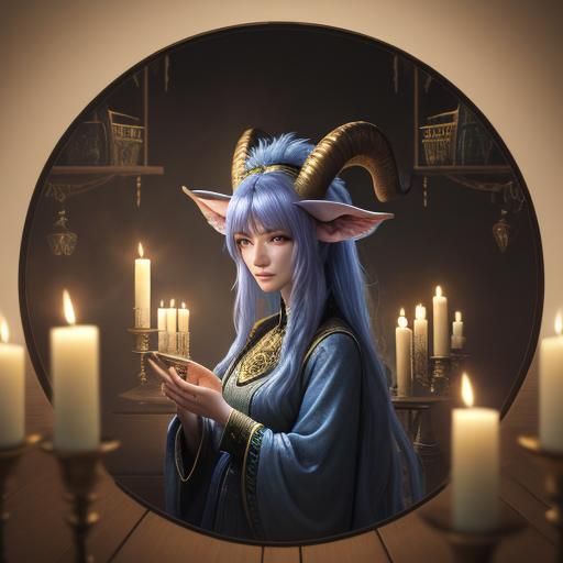 Mystical Capricorn Psychic in Vibrant Anime Style