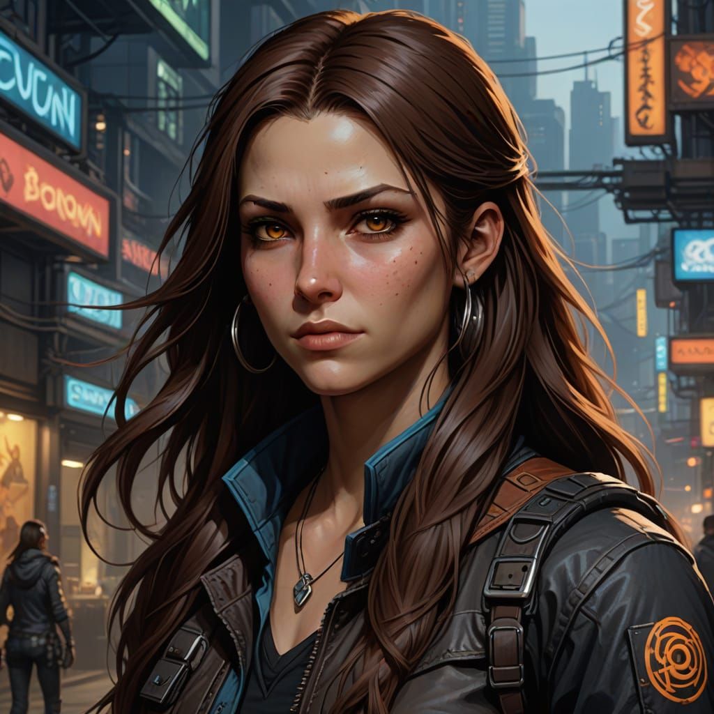 Ethereal Cyberpunk Female in Shadowrun Style
