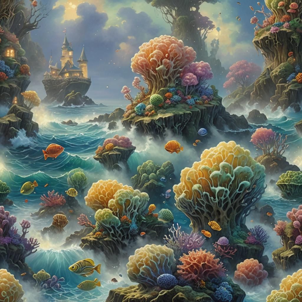 Ethereal Sea Sponge in a Hyperdetailed Fantasy Landscape