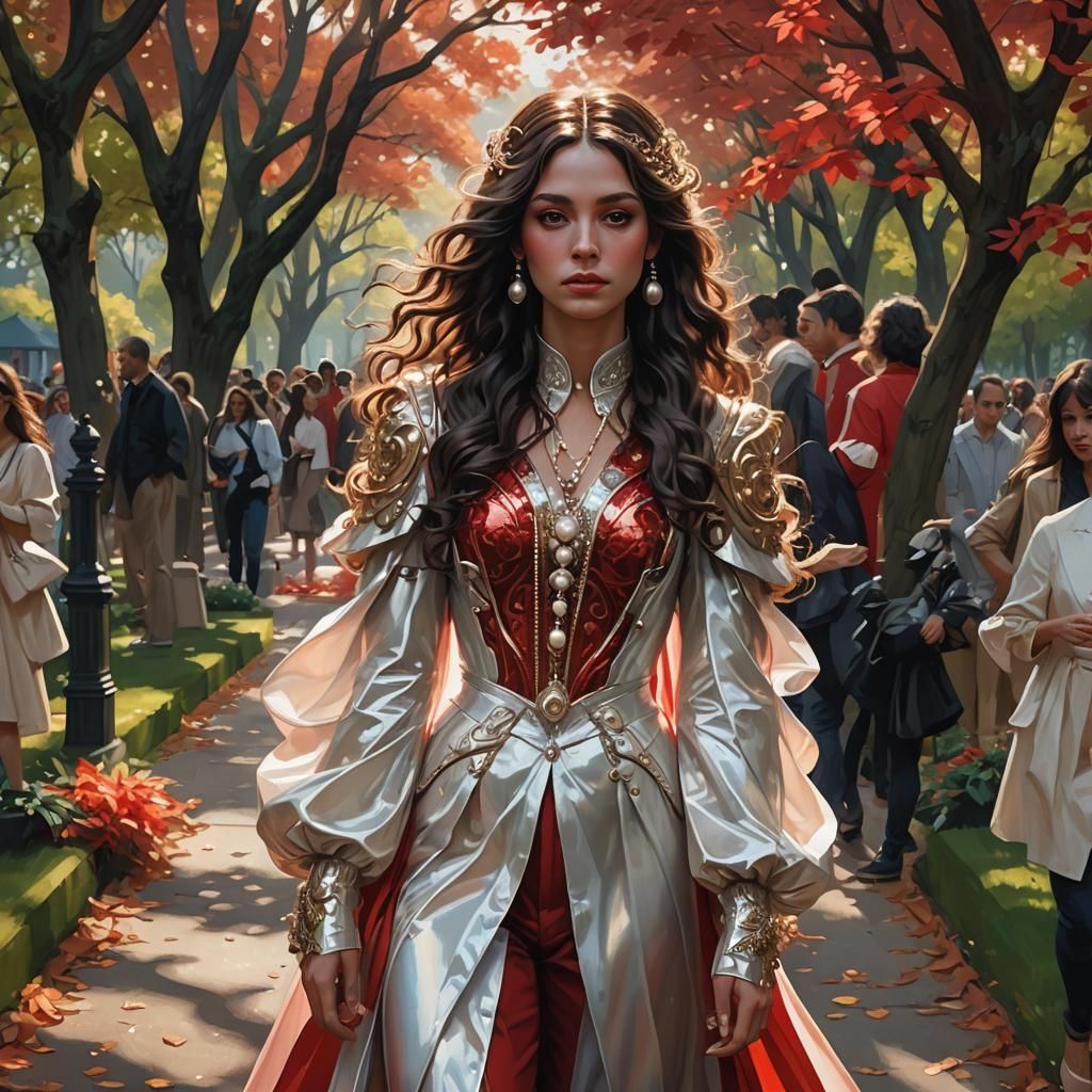 Pearl Outfit Angel in Park, Art Nouveau Style