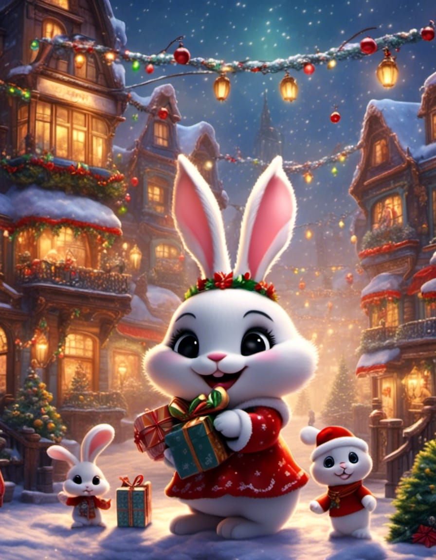 Festive Bunnies Celebrate Christmas in the City