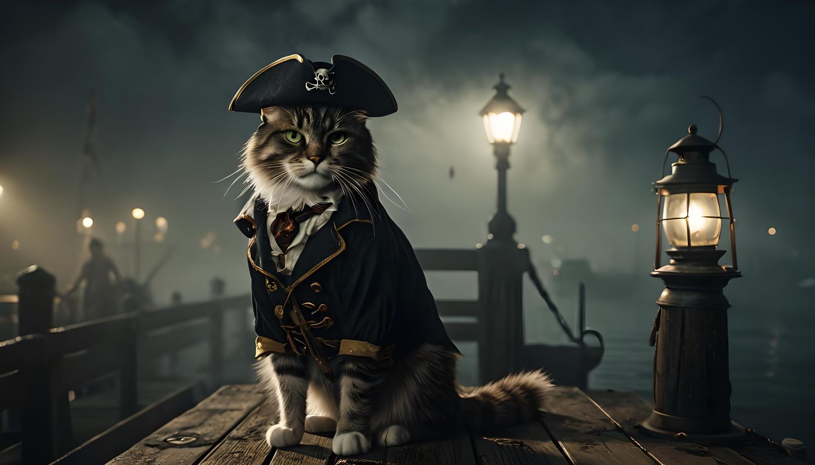 Pirate Cat Captain: A Cinematic Film Still