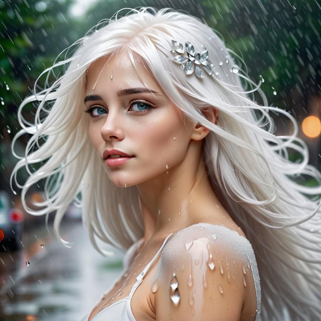 Diamond Faceted Portrait of Woman After the Rain