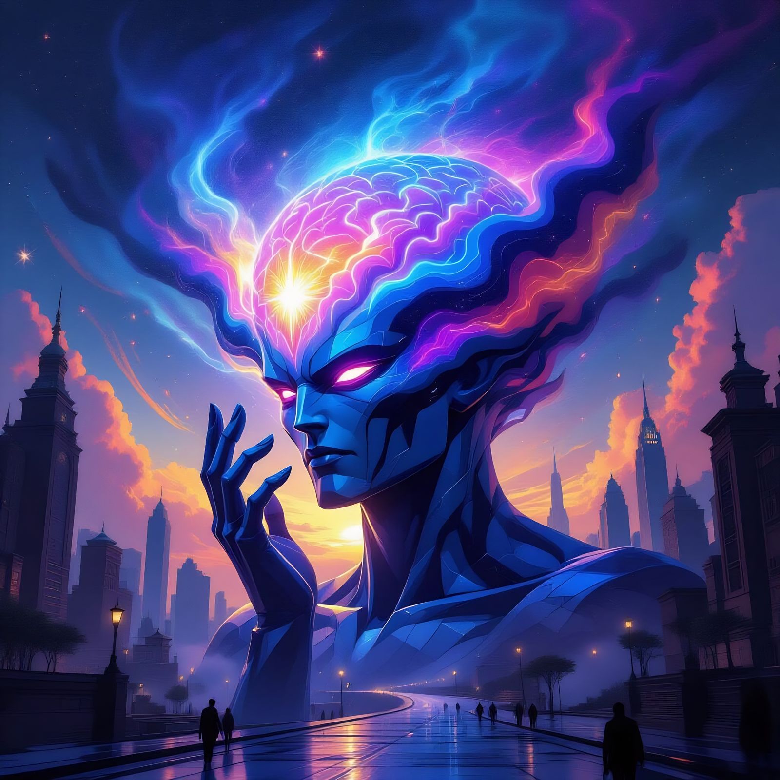 Cosmic Entity of Nebulae and Stardust with Bioluminescent Br...