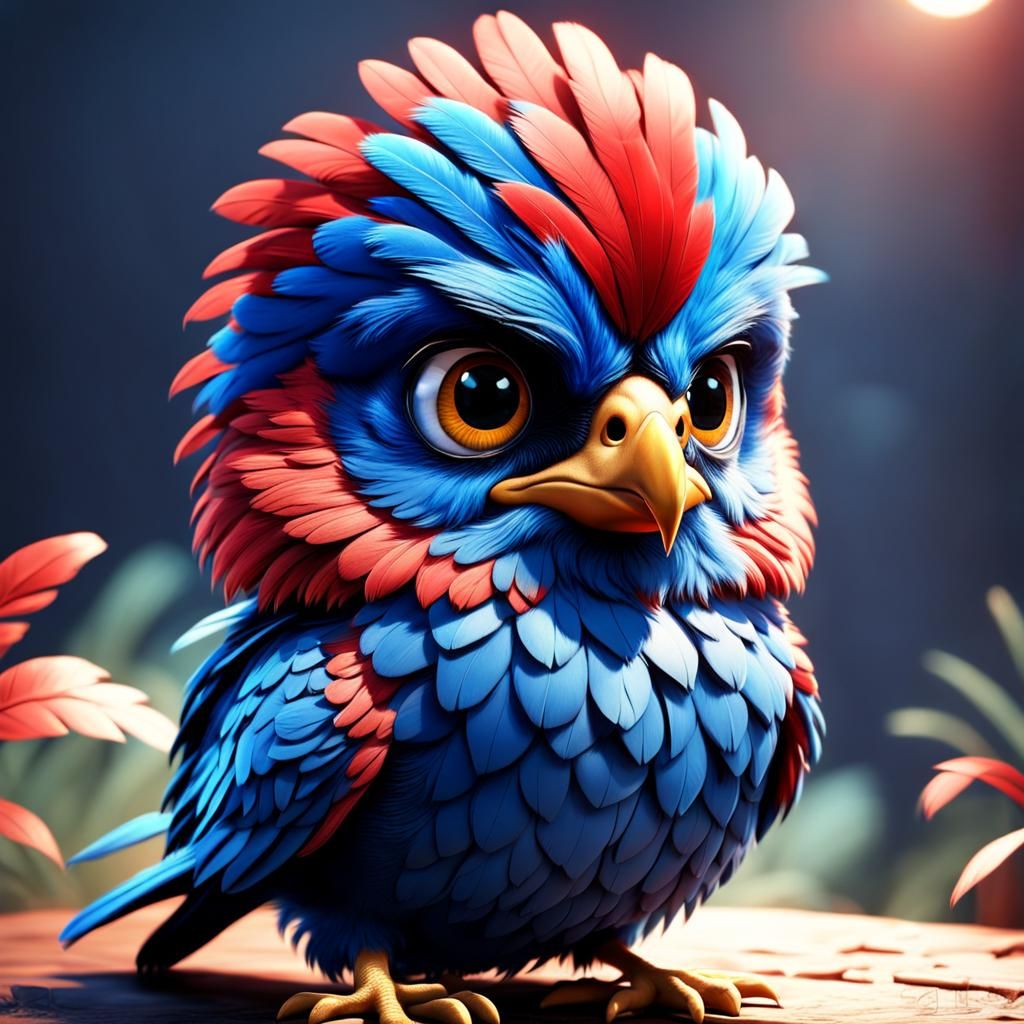 Cute Fluffy Baby Jayhawk with Big Shiny Eyes