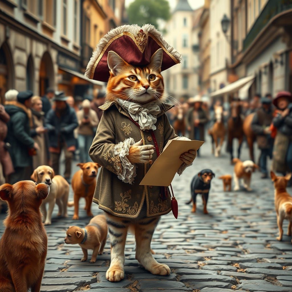 18th century British town crier cat.