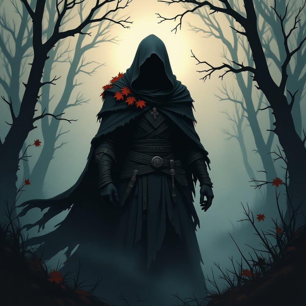 Mystical Autumn Figure in Gothic Fantasy Style