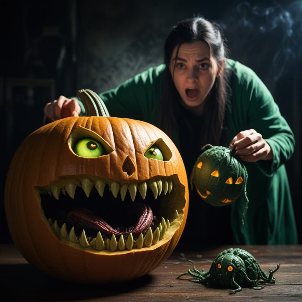 Eldritch Horror Pumpkin Monstrosity Terrorizes Woman in Cree...