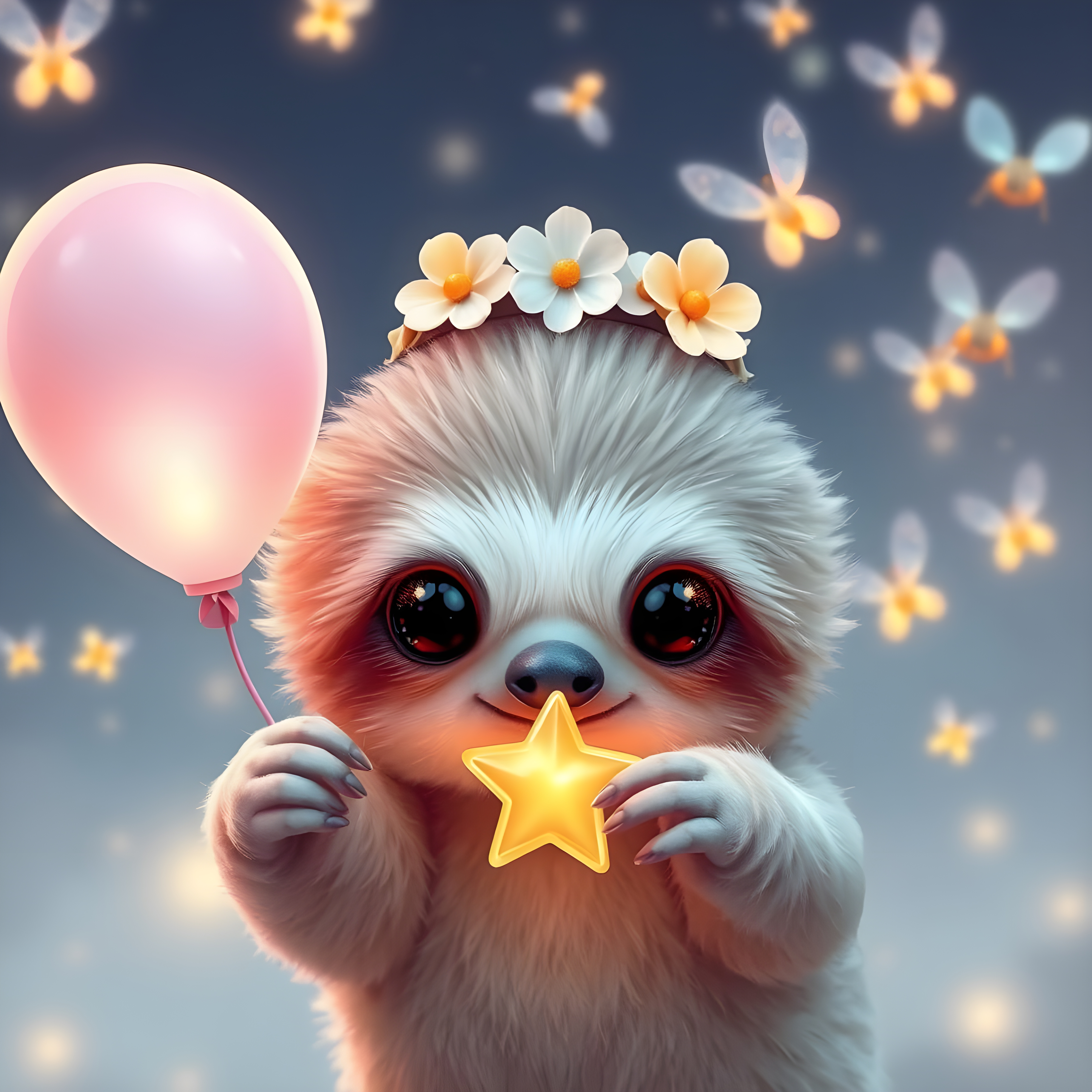 Pastel Sloth in Celestial Flight