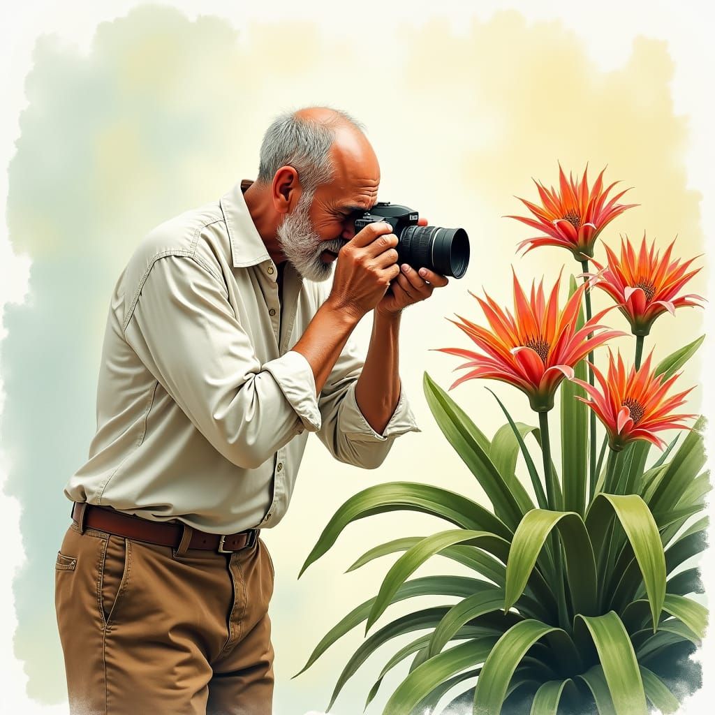 Botanical Impressionism: Man Captures Bromeliads in Watercol...