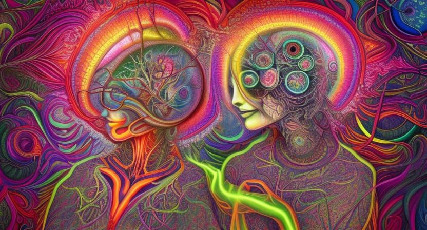 Psychedelic Tree of Life Transformation in Vivid Colors