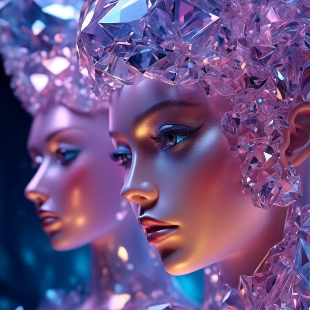 Ethereal Holographic Dolls in a Surrealist Dreamscape