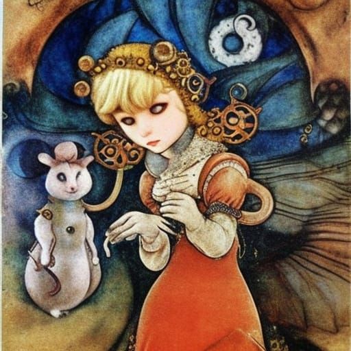 Steampunk Mouse Winter Fantasy in Fairycore Style