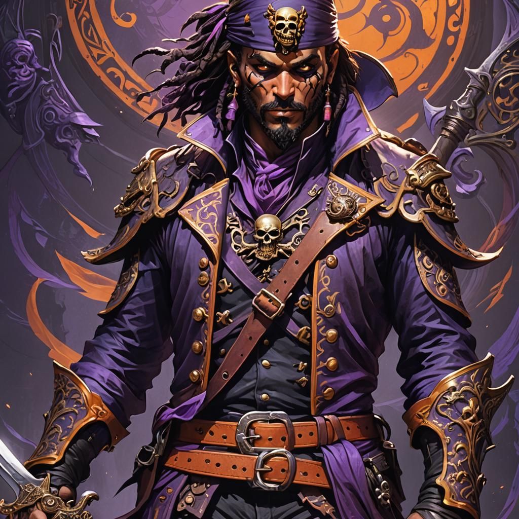 Glowing Purple Pirate in Dark Fantasy Art