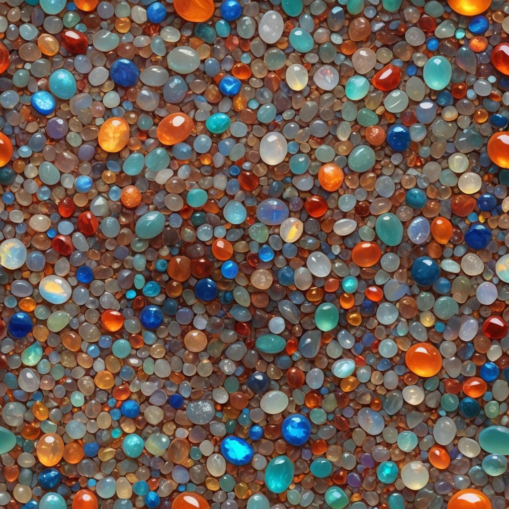 Opal Pebble Portrait in Art Nouveau Style