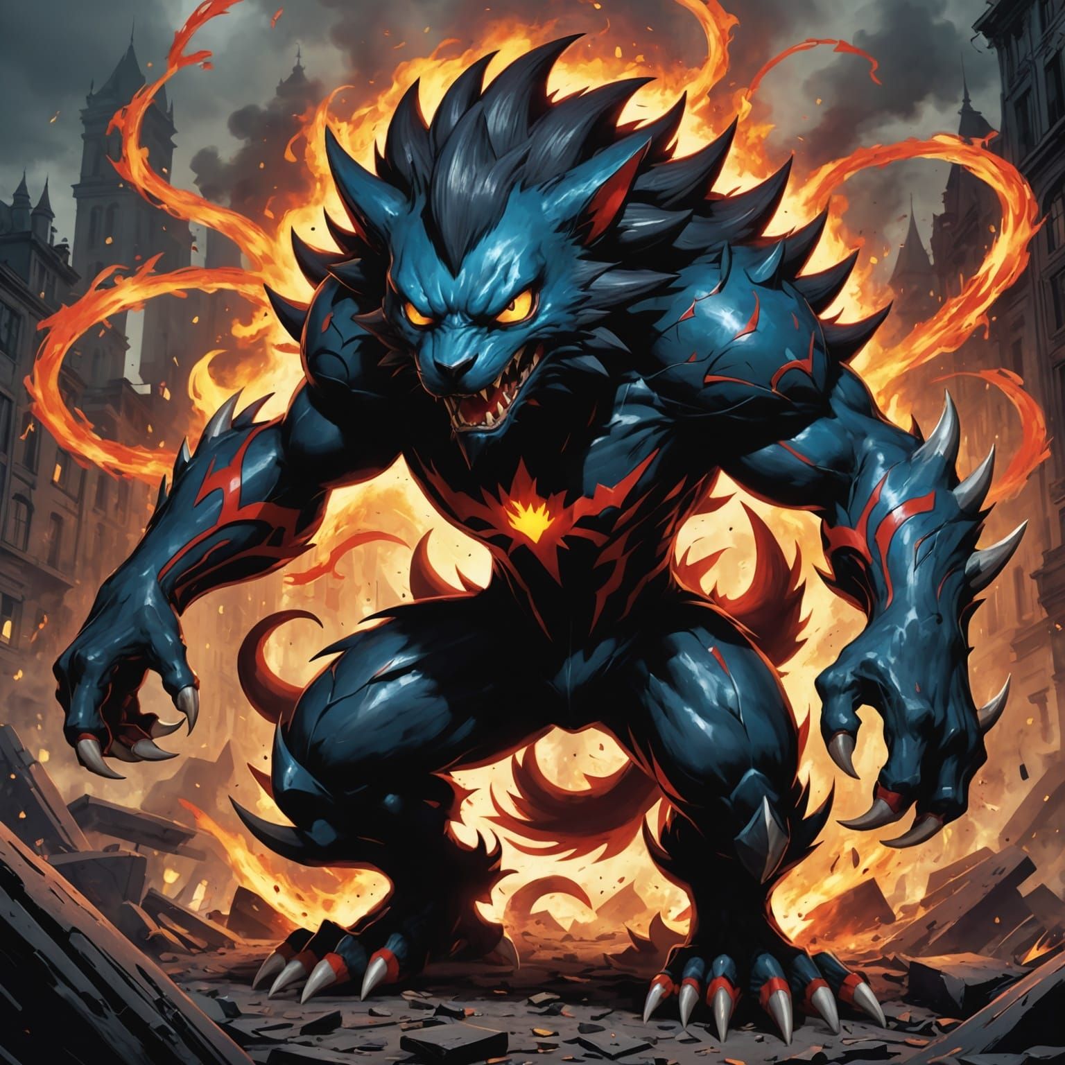 Sinister Luxray Carnage Fusion Art