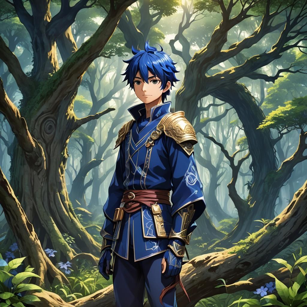Indigo Forest Guardian in 3D Anime Art